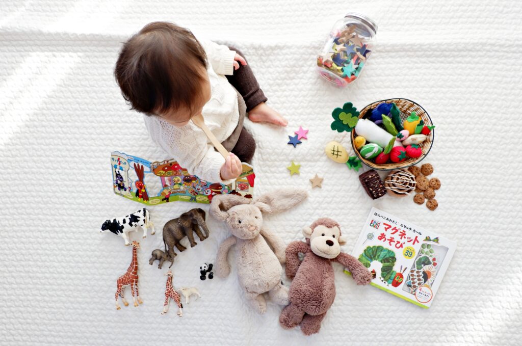 baby playing with toys